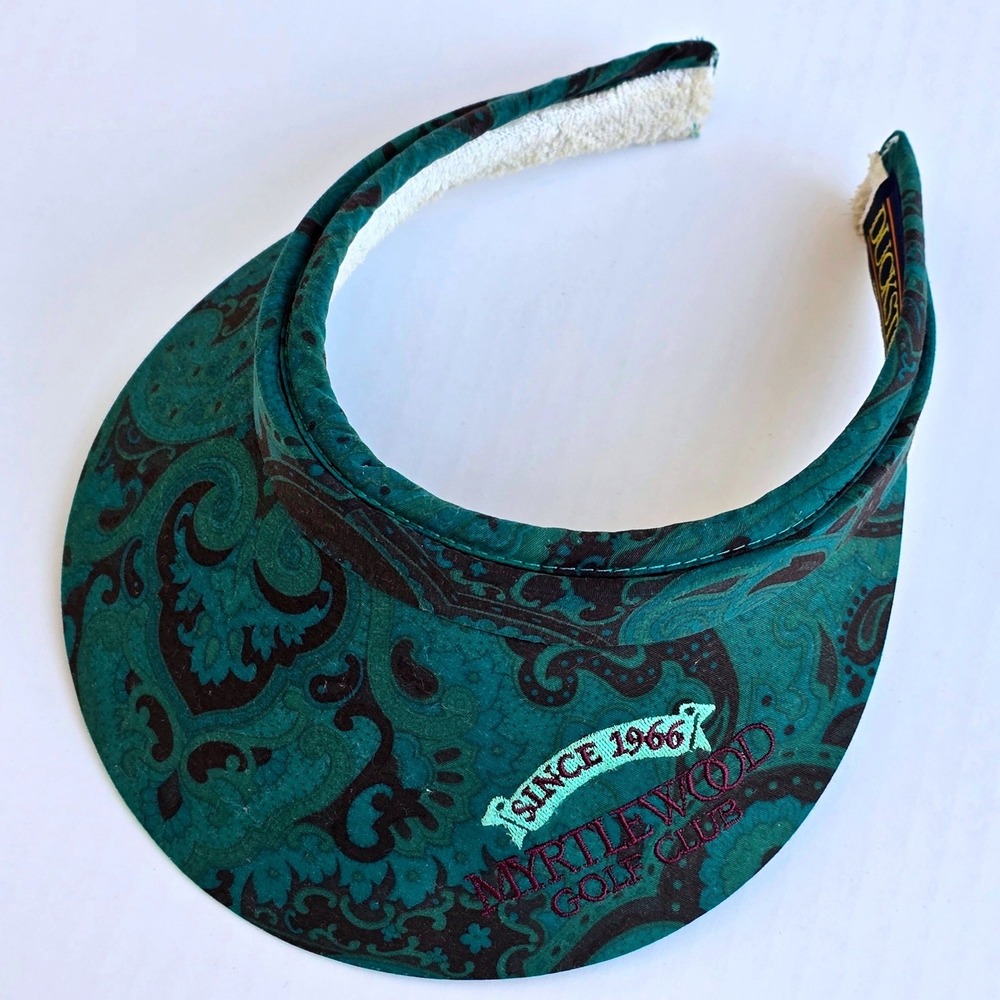 Duckster Womens Green Paisley Myrtlewood Golf Club Visor Hat Made in USA OSFA
